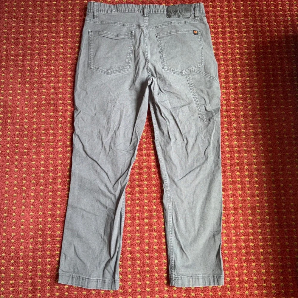 Eddie Bauer Utility Canvas Pants Mens 34x29 Grey Excellent Straight Workwear